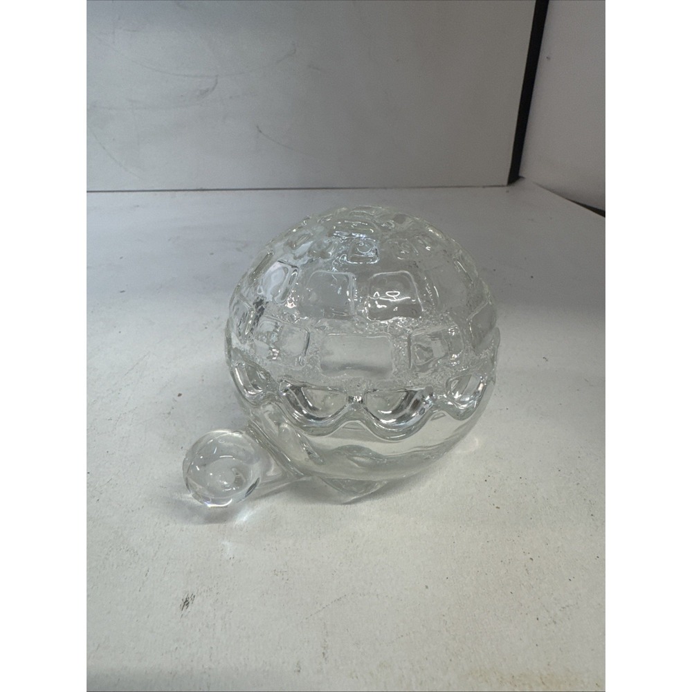 Vintage Anchor Hocking Clear Glass Turtle Trinket Candy Dish w/Lid